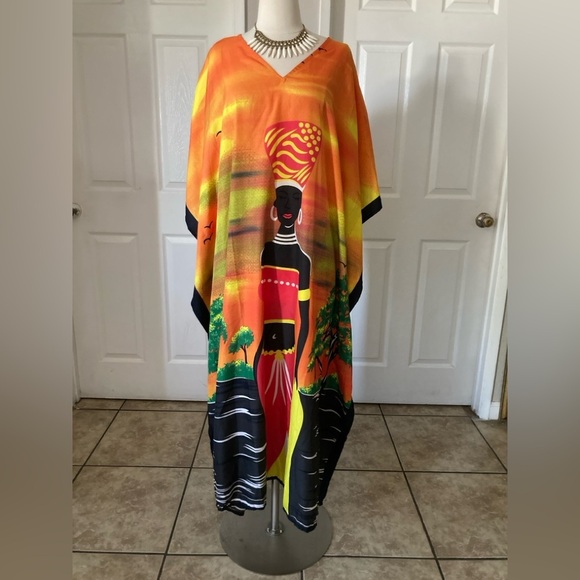 Kaftan For Plus Size Women Tribal Printed Multicolor - Picture 7 of 12